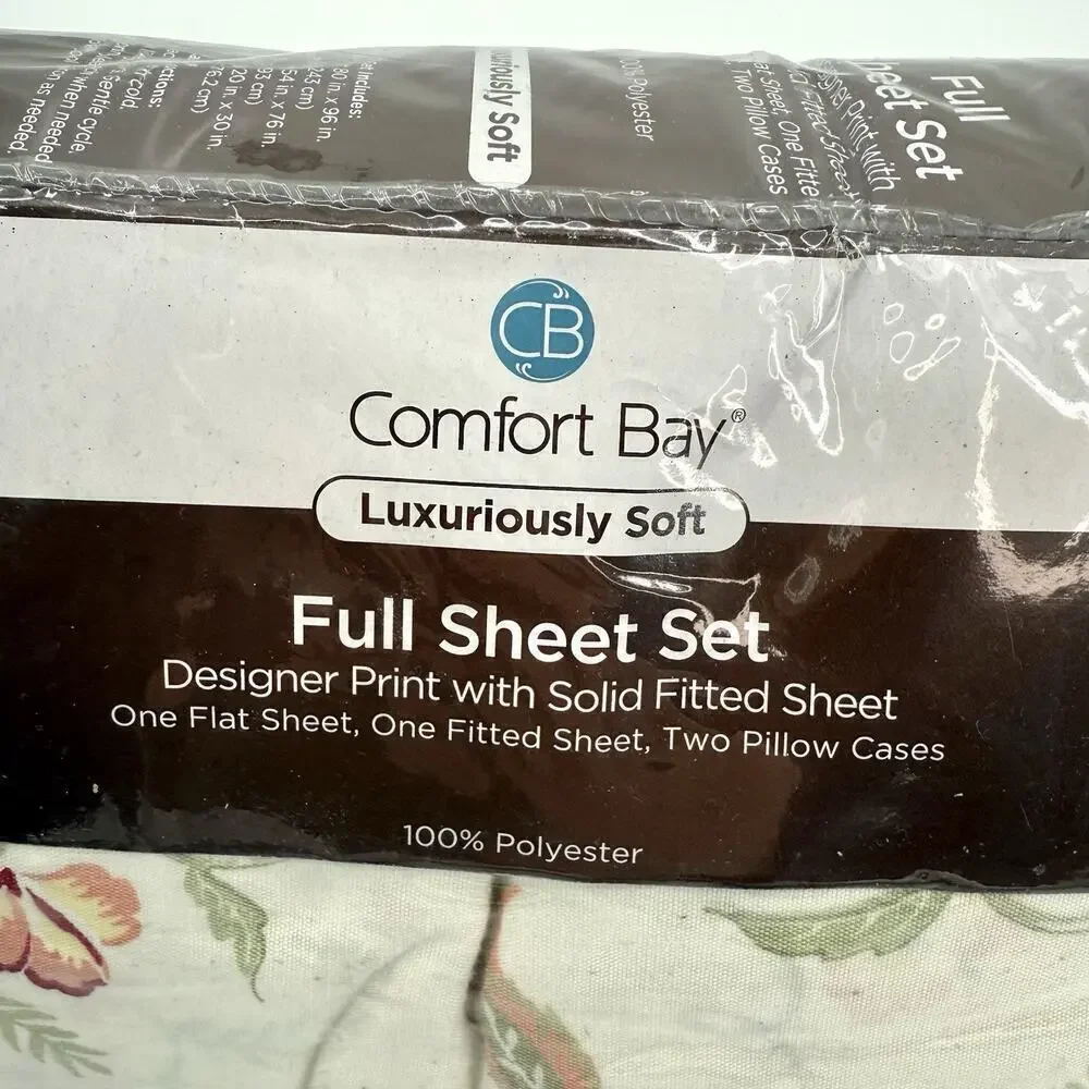 Comfort Bay Luxuriously Soft Full Sheet Set Country Floral Retro Print Polyester